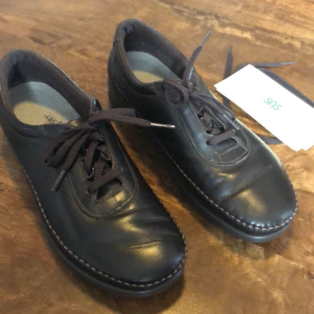 Sastraveler Brown Leather Oxfords Sneakers Walking Shoes Us Womens Sz 7.5m